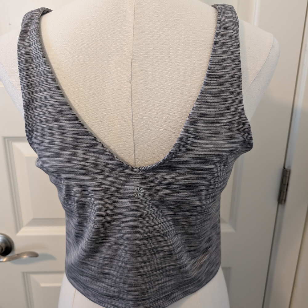 ATHLETA Transcend V-Neck Crop Bra Heather Gray 1X A-C Cup - Picture 3 of 7